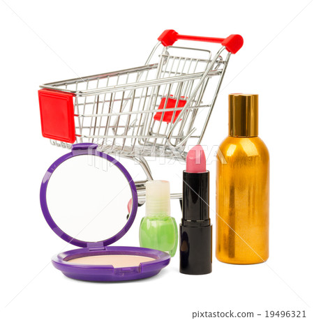 Shopping cart with nail polish and powder 19496321