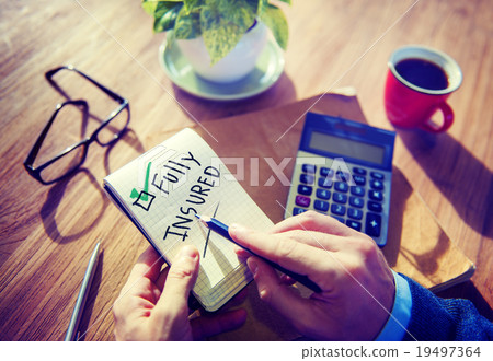 Businessman Notepad Fully Insured Concept 19497364