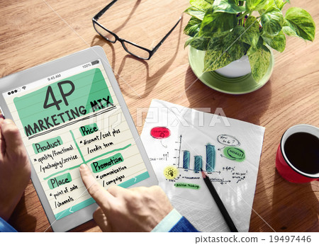 Digital Onine 4P Marketing Mix Office Working Concept Digital Onine 4P Marketing Mix Office Working Concept 19497446