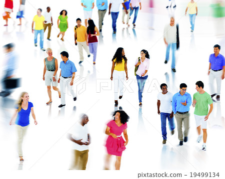 Multiethnic Walking Talking Commuter Diverse Concept Multiethnic Walking Talking Commuter Diverse Concept 19499134
