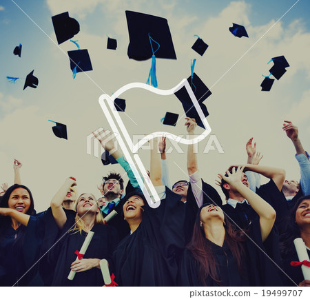 Flag Waving Navigation Location Travel Direction Destination Con 19499707