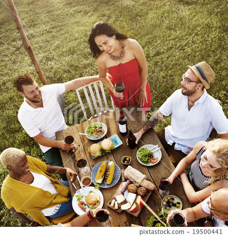 Diverse People Luncheon Outdoors Food Concept Diverse People Luncheon Outdoors Food Concept 19500441
