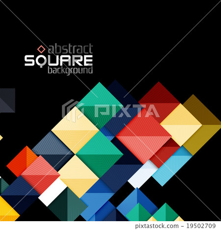 Glossy color squares on black. Geometric abstract Glossy color squares on black. Geometric abstract 19502709