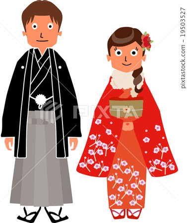 穿著和服的男人和女人 19503527