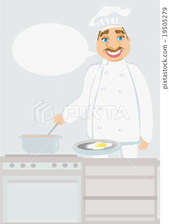 smiling chef cooks soup smiling chef cooks soup 19505279