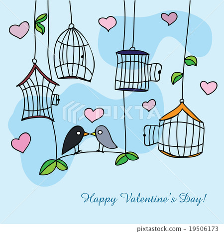 St. Valentine's day greeting card with birds St. Valentine's day greeting card with birds 19506173