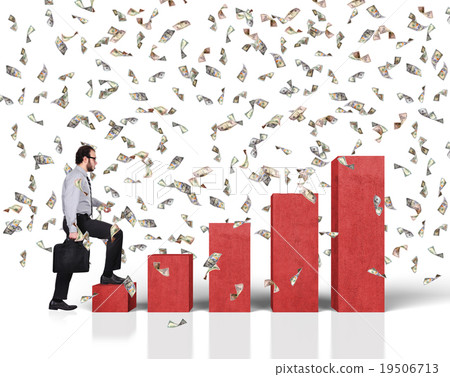 businessman walking on red chart businessman walking on red chart 19506713