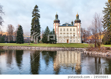 Vrchlabi castle reflecting in pond Vrchlabi castle reflecting in pond 19509865