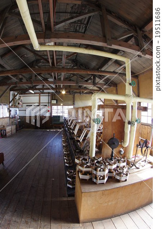 紡紗廠的內部風景前昭和工業工業紗線製造工廠松本市歷史村信州松本歷史 19511686