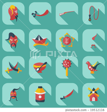 Flat concept set modern design with shadow Cossack 19512116