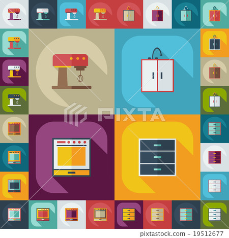 Flat concept, set modern design with shadow Flat concept, set modern design with shadow 19512677