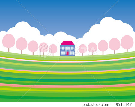 Spring landscape cherry tree - Stock Illustration [19513147] - PIXTA