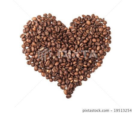 Heart shaped pile of coffee isolated on white Heart shaped pile of coffee isolated on white 19513254