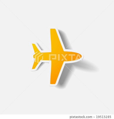 Paper clipped sticker: plane - Stock Illustration [19513285] - PIXTA