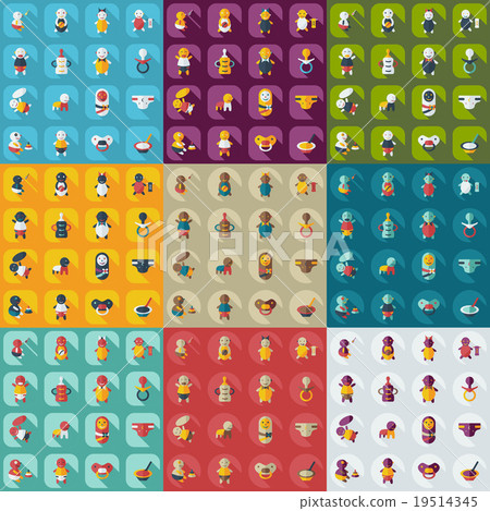 Flat concept, set modern design with shadow Babes 19514345