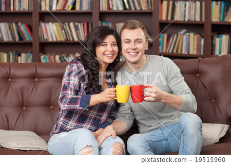 Cute boyfriend and girlfriend are resting together 19515960