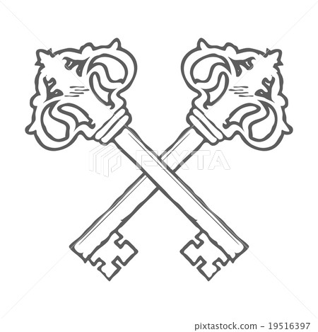 Crossed hand drawn keys design element vector Crossed hand drawn keys design element vector 19516397
