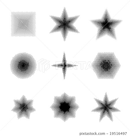 Set of Halftone dots Shapes Vector 19516497