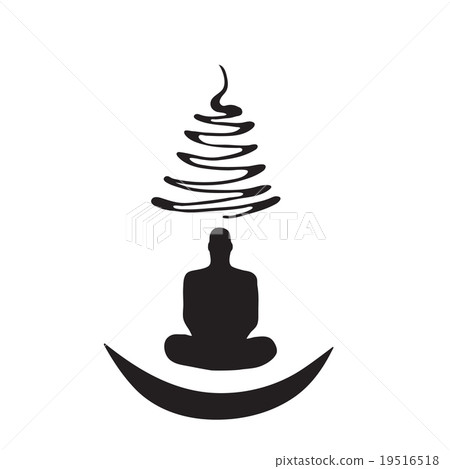 Meditation Human silhouette isolated on white 19516518