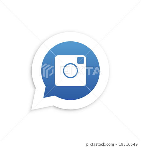 Blue Camera in speech bubble icon Vector 19516549