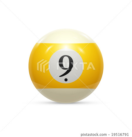 Billiard nine ball isolated on a white background Billiard nine ball isolated on a white background 19516791
