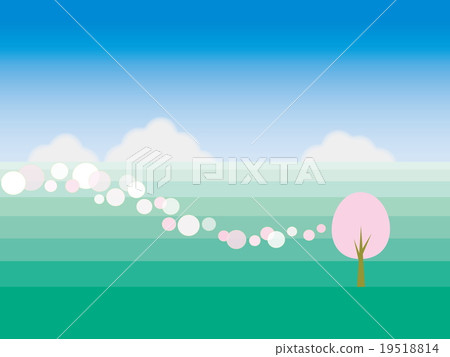 Spring landscape cherry tree - Stock Illustration [19518814] - PIXTA
