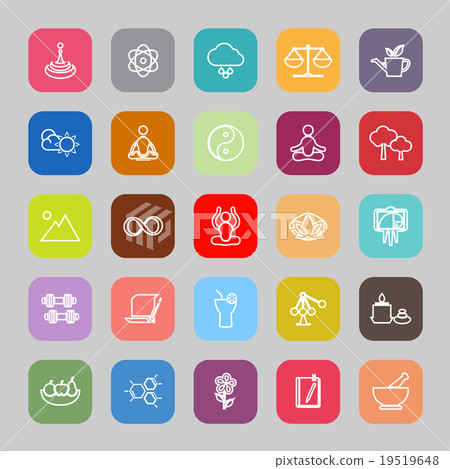 Zen concept line flat icons Zen concept line flat icons 19519648