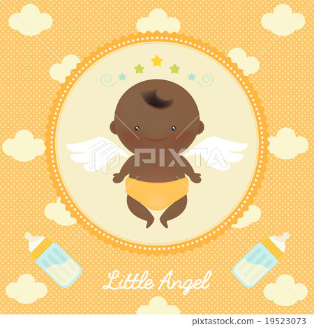 Cute Angel African Baby with Milk Bottle Cute Angel African Baby with Milk Bottle 19523073