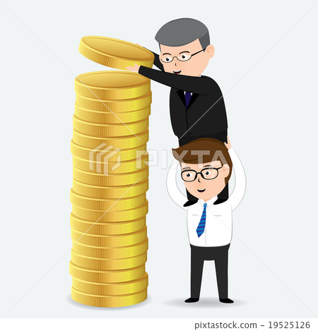 Two businessmen are arranged gold coins 19525126
