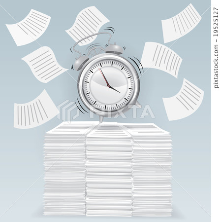 Alarm clock on pile of papers, business concept 19525127