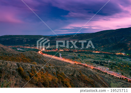 Night panoramic view of Mtskheta city 19525711