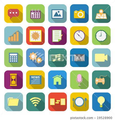 Application color icons with long shadow - Stock Illustration [19528900 ...