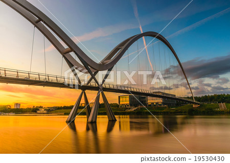 Infinity Bridge at sunset In Stockton-on-Tees, UK 19530430