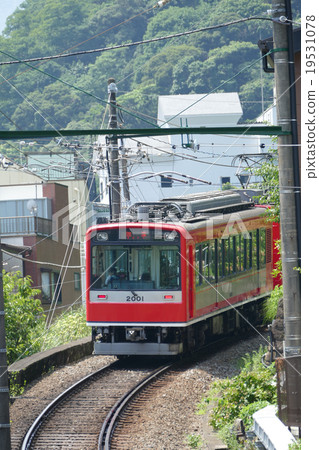 Hakone Tozan Railway 2000 shape near Hakone Yumoto station Hakone Tozan Railway 2000 shape near Hakone Yumoto station 19531078