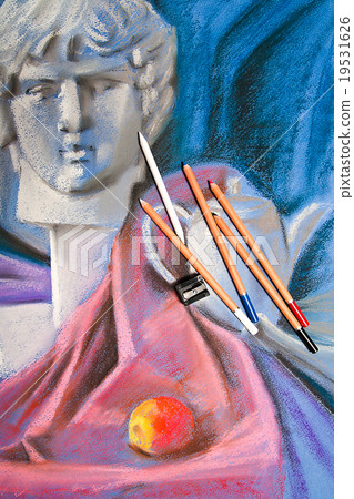 Color pencils and original pastel drawing. Color pencils and original pastel drawing. 19531626