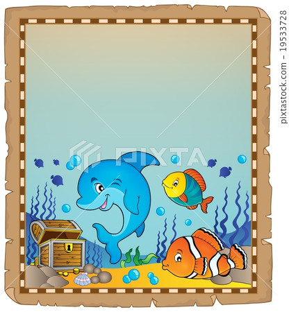 Parchment with underwater theme 8 Parchment with underwater theme 8 19533728