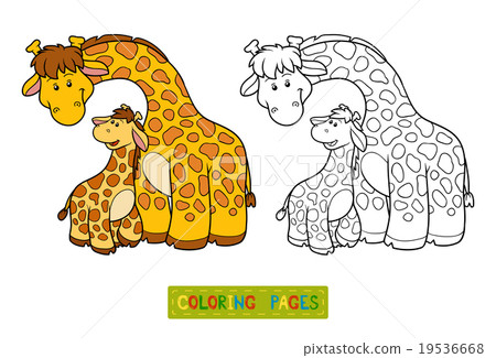 Coloring book for children (two giraffes) 19536668