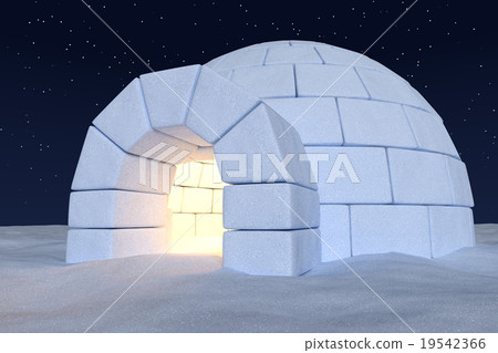 Igloo icehouse with warm light 19542366
