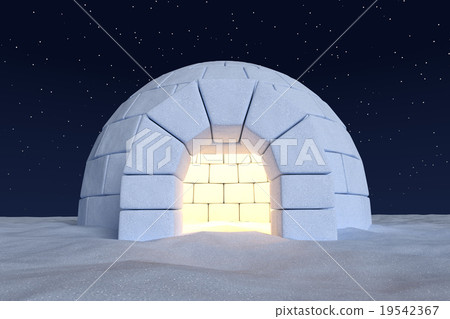 Igloo icehouse with warm light inside 19542367