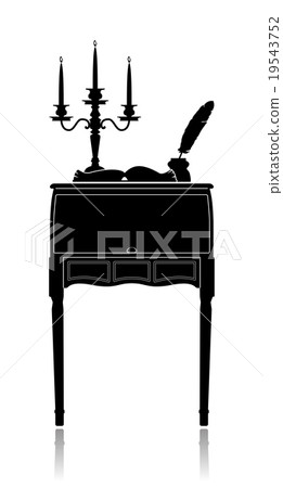 Vintage secretaire with a candelabrum, inkwell and 19543752