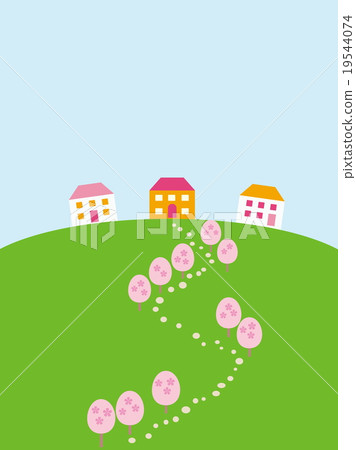 Spring landscape cherry tree - Stock Illustration [19544074] - PIXTA