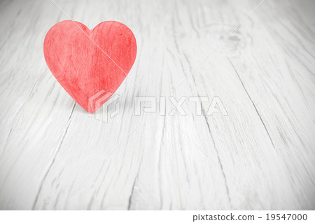 Wooden red heart on white background. 19547000