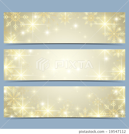 Happy New Year banners with golden snowflakes Happy New Year banners with golden snowflakes 19547112