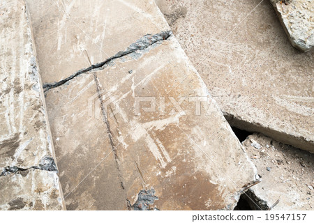 Heap of the damaged concrete blocks 19547157