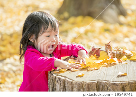 Girls playing in autumn park 19549741