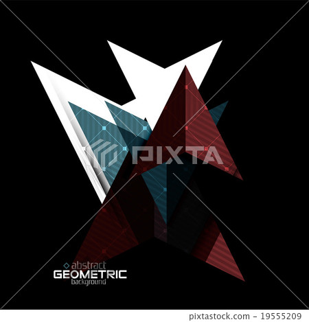 Colorful geometric shapes with texture on black Colorful geometric shapes with texture on black 19555209