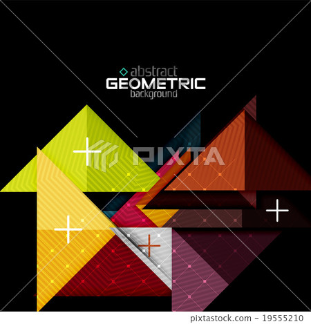 Colorful geometric shapes with texture on black Colorful geometric shapes with texture on black 19555210