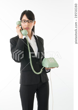 Business woman and Showa phones Business woman and Showa phones 19558160
