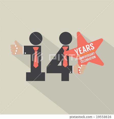 14th Years Anniversary Typography Design. 14th Years Anniversary Typography Design. 19558616