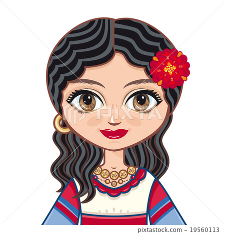The girl in Gypsy dress. Portrait 19560113